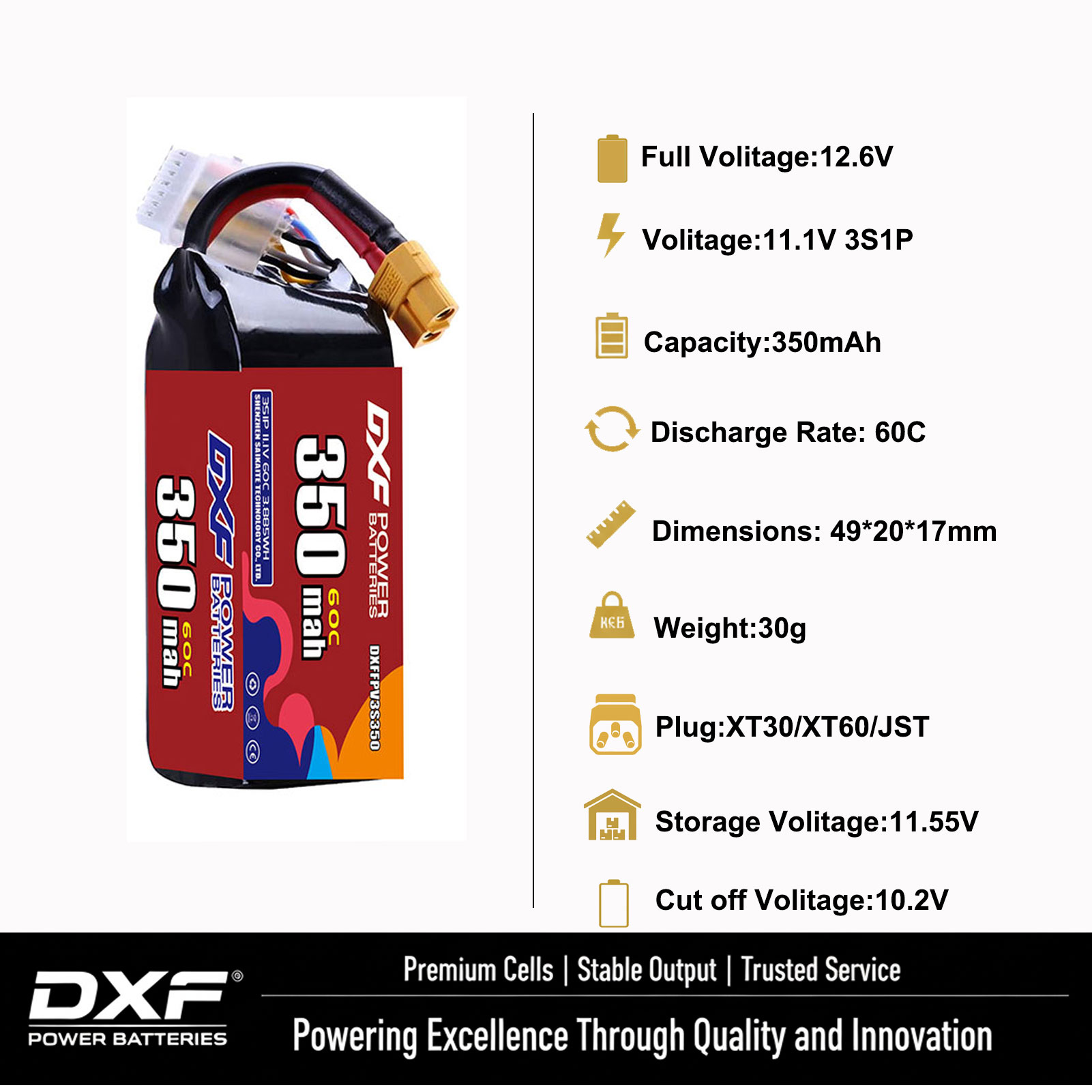DXF Lipo 3S batterie 11.4V 170 - Drone Battery 3S avis et prix