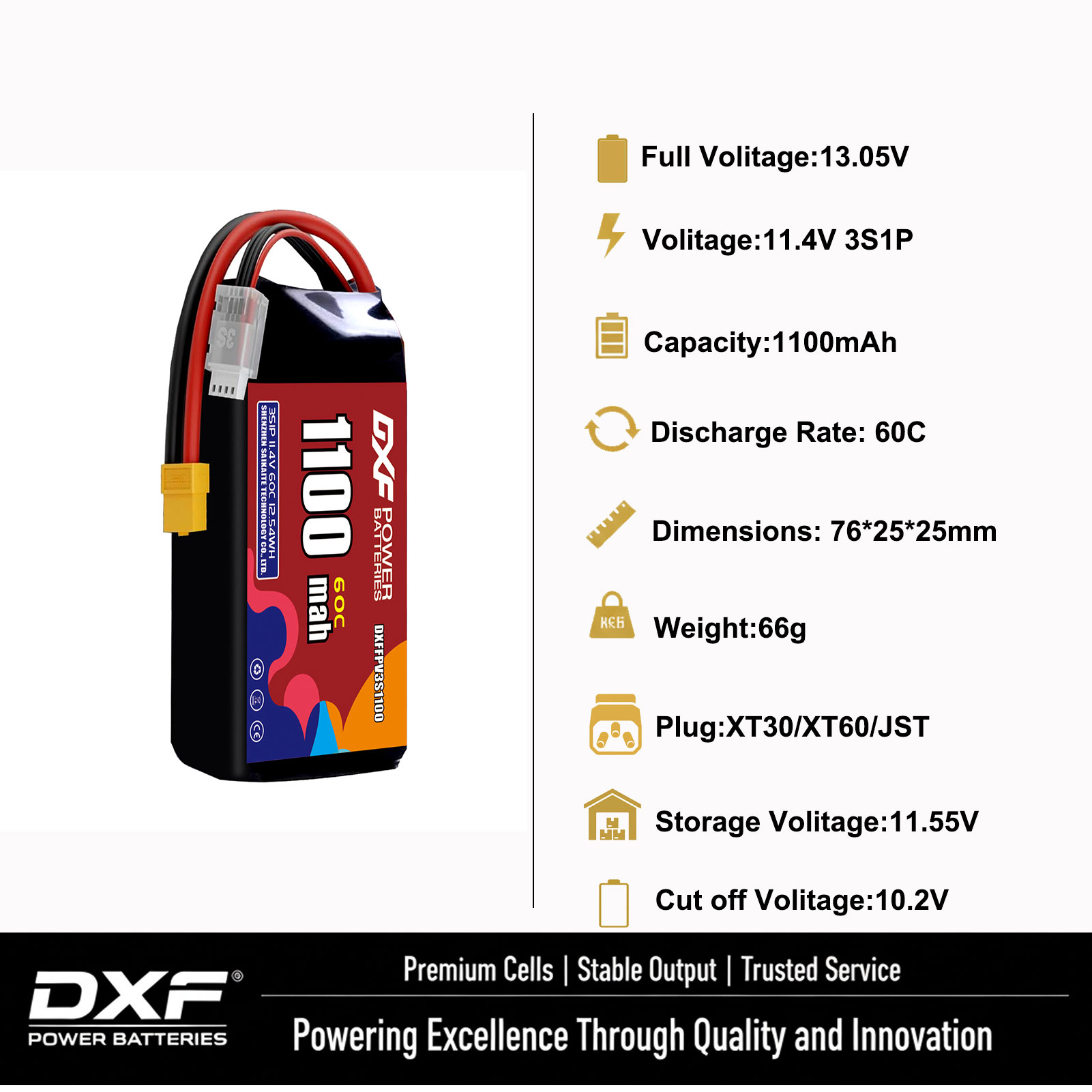 DXF Lipo 3S batterie 11.4V 170 - Drone Battery 3S avis et prix